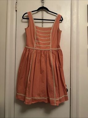 Orla Kiely Peach Dress with Cream Trim